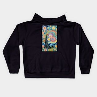 Starry Night Dreamscape: Van Gogh-Inspired Landscape Kids Hoodie